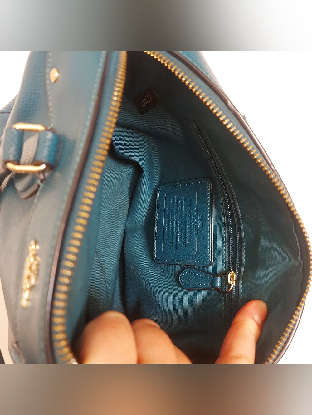 Coach Teal Pebble Leather Satchel - Coach Mini - Picture 7 of 10